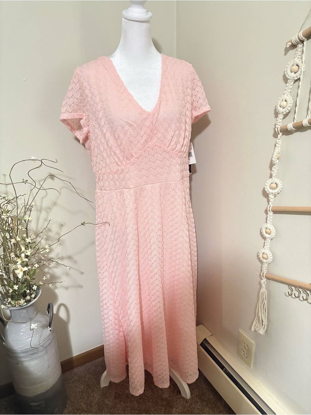Perceptions Blush Pink Lace Maxi Dress